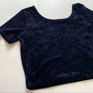 Navy Blue Velvet Crop Top